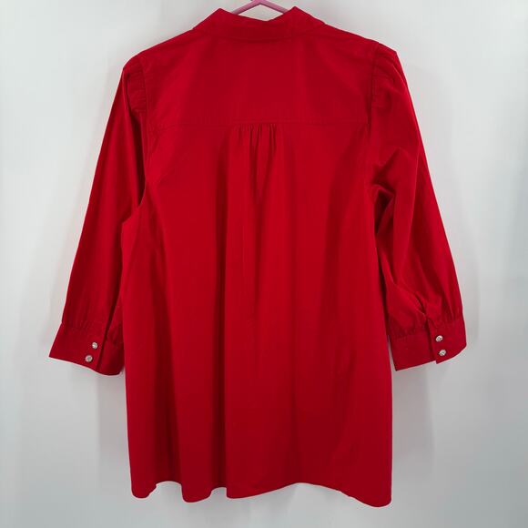 Crown & Ivy Shirt Size 2X NWT 3/4 Sleeve Button Down Red Holiday Glitz Plus - Picture 2 of 11